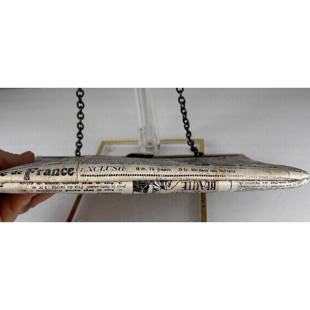 Patricia Nash Asher Vintage French Newspaper Print Clutch Or Crossbody Bag EUC - Picture 3 of 10